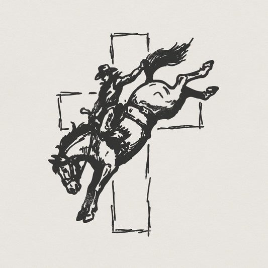 Western Cowboy Rodeo Cross PNG, Vintage Cowboy Faith Shirt Design - 300