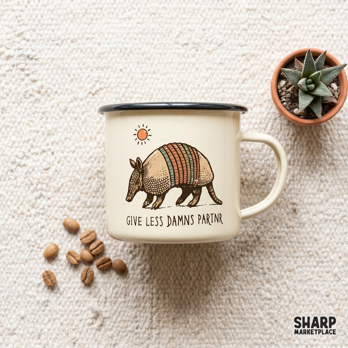 Sarcastic western-themed digital download featuring a desert armadillo illustration and rustic typography for DIY apparel and decor projects.