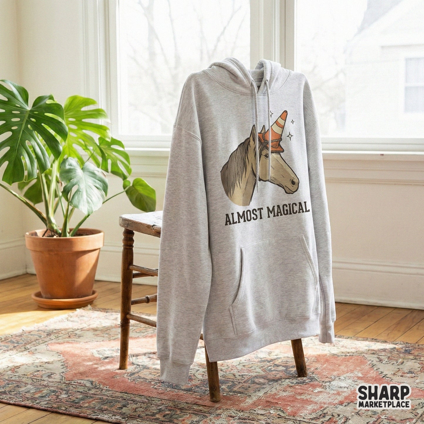 Almost Magical Horse PNG, Funny Unicorn Traffic Cone Art - 300 DPI Design