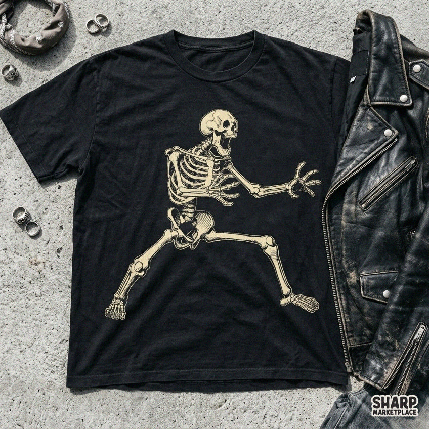 Dynamic Lunging Fighting Skeleton Martial Arts Stance