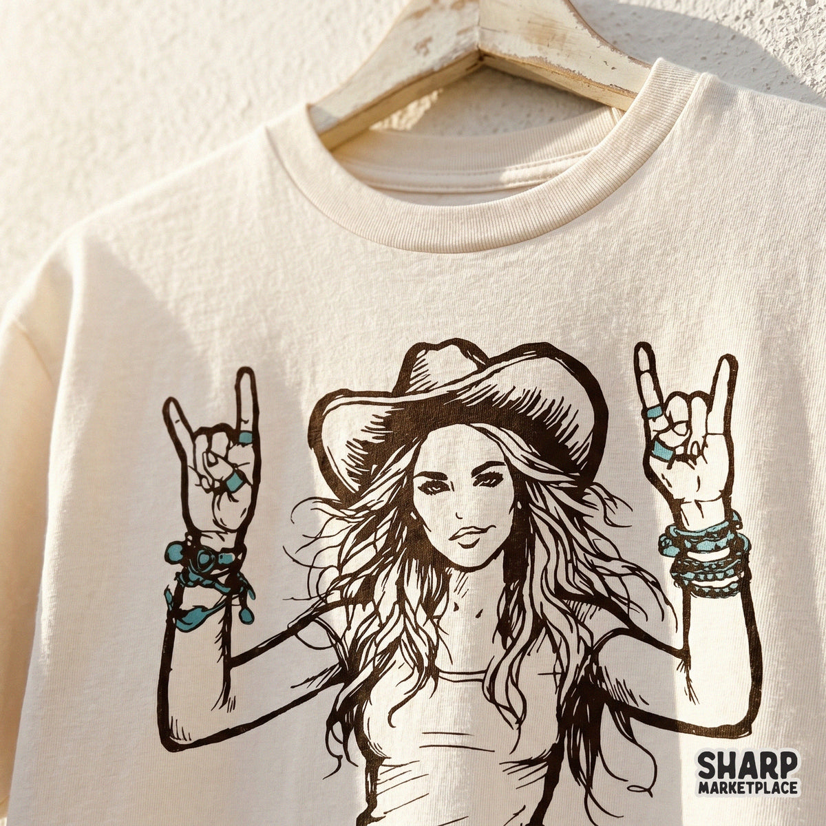 Smiling Cowgirl Portrait Western PNG, Trendy PNG - 300 DPI Design for
