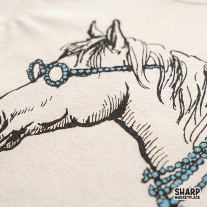 Boho western horse wearing turquoise beaded glasses digital PNG shirt design for cowgirl apparel