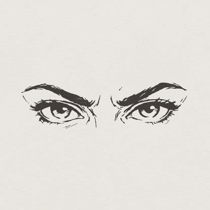 Fierce Eyes PNG, Bold Eye Line Art - 300 DPI Design for T-Shirt