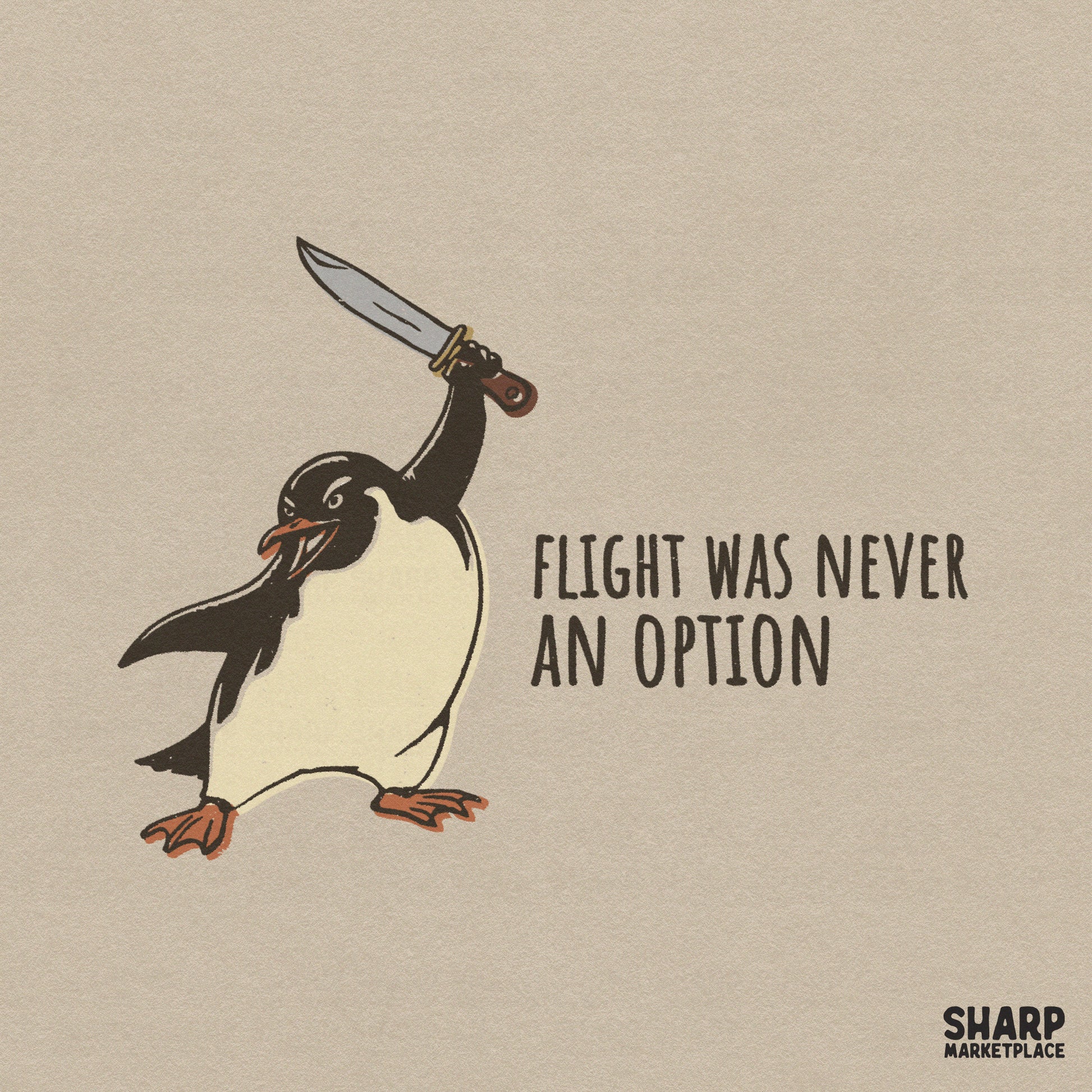 Angry stabbing penguin animal meme png for funny retro sublimation shirts with flight was never an option sarcastic text