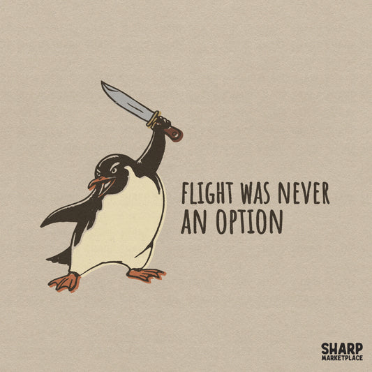 Angry stabbing penguin animal meme png for funny retro sublimation shirts with flight was never an option sarcastic text