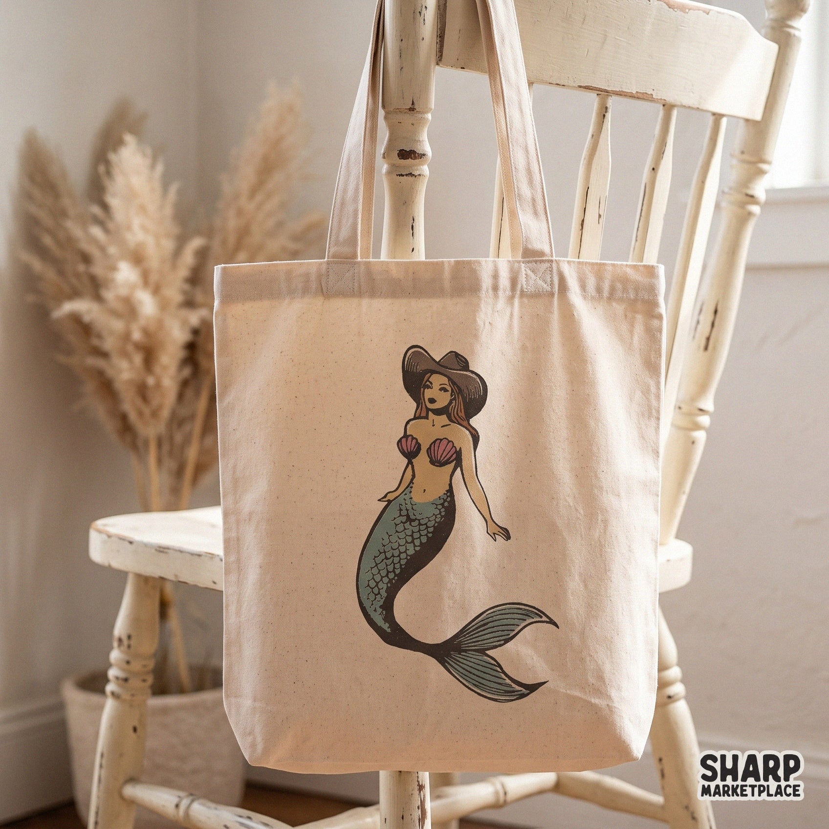 Vintage cowgirl mermaid in a cowboy hat retro western PNG graphic for summer beach apparel and ocean rodeo t-shirt designs