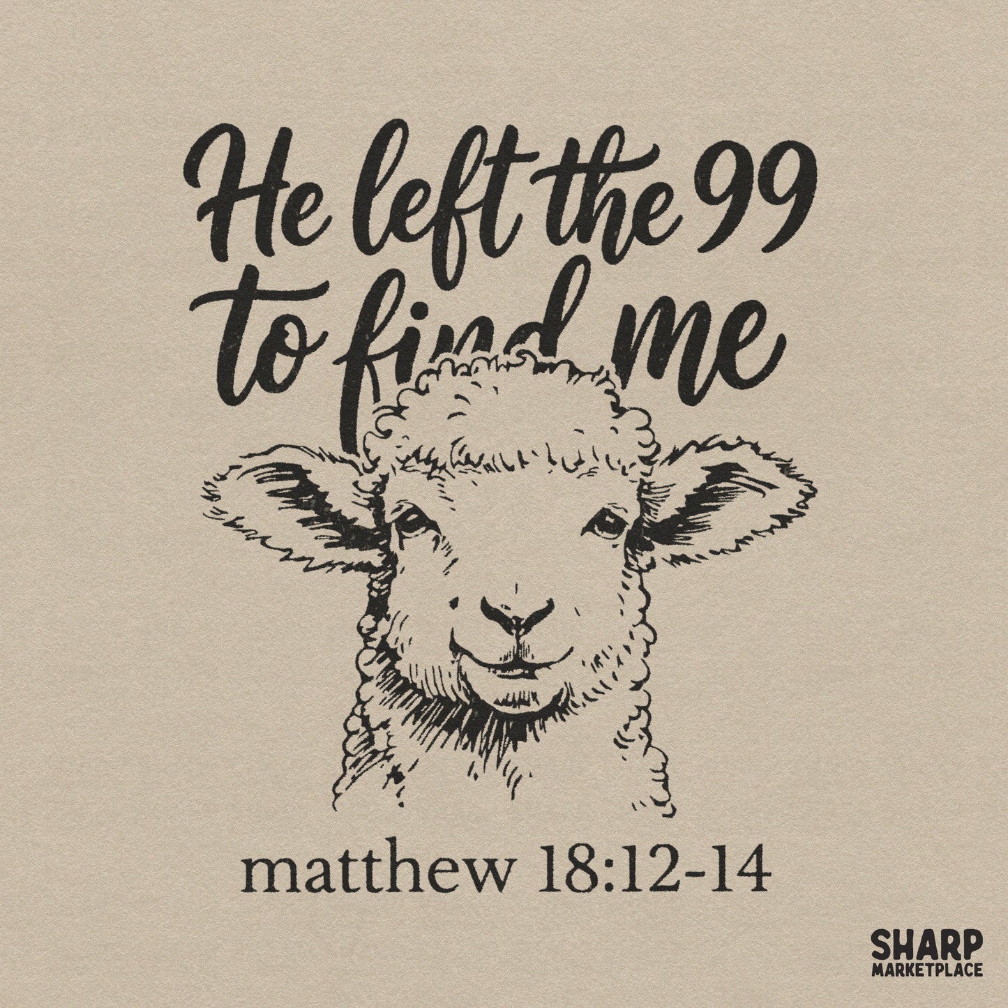 Retro christian png featuring a lost sheep design and a popular matthew bible verse for easter sublimation shirts