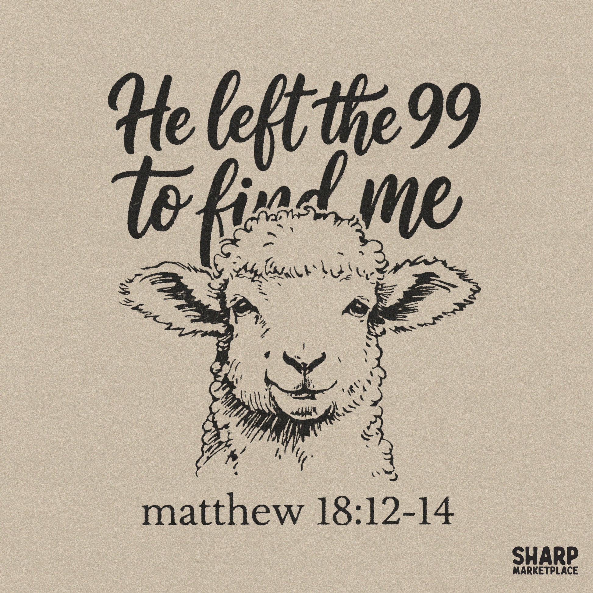 Retro christian png featuring a lost sheep design and a popular matthew bible verse for easter sublimation shirts