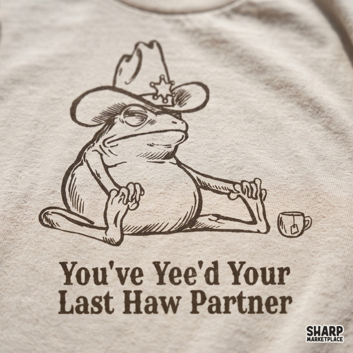 Funny cowboy frog PNG with sarcastic western text for retro country shirt sublimation designs