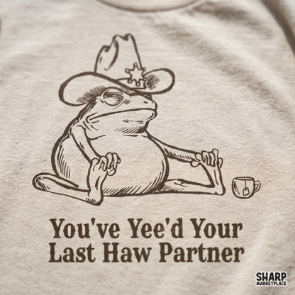 Funny cowboy frog PNG with sarcastic western text for retro country shirt sublimation designs
