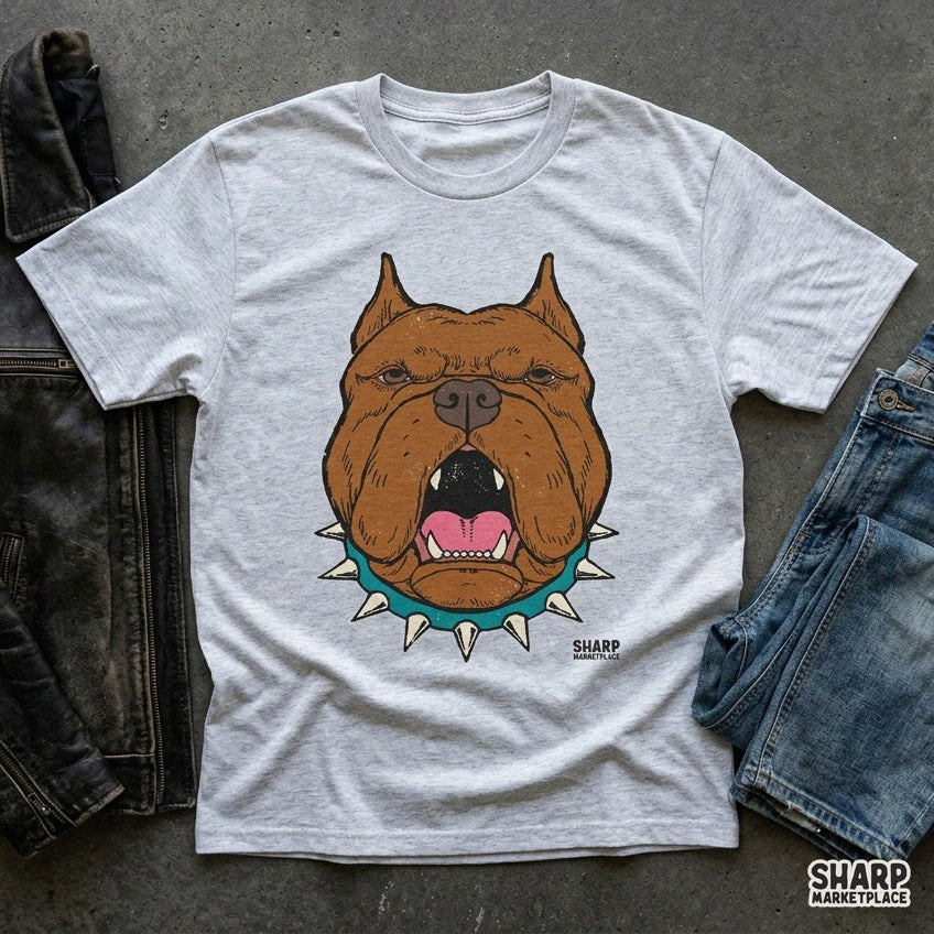 Snarling Pitbull Dog With Spiked Collar, Popular Trending