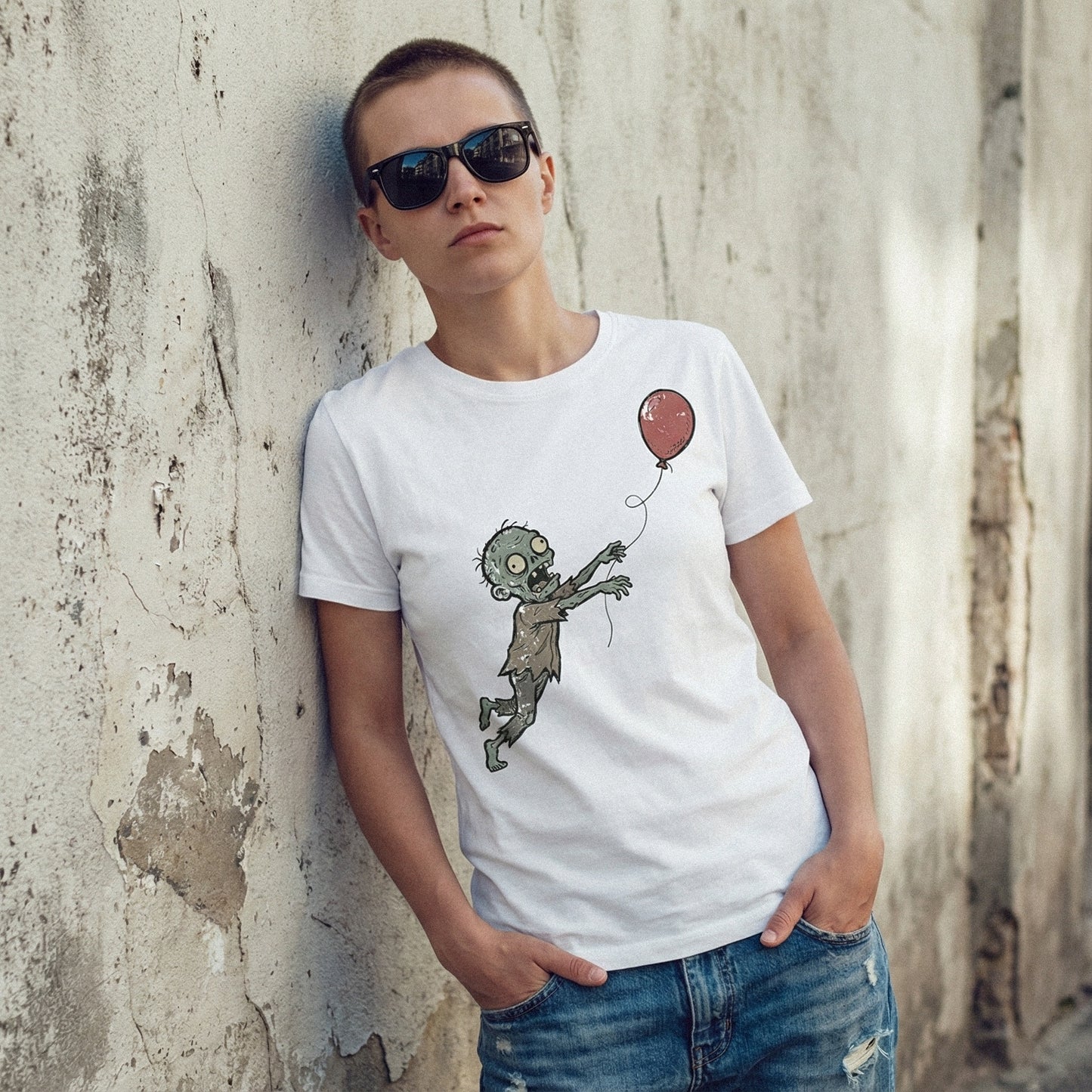Zombie With Red Balloon PNG, Funny Halloween Shirt - 300 DPI Design for
