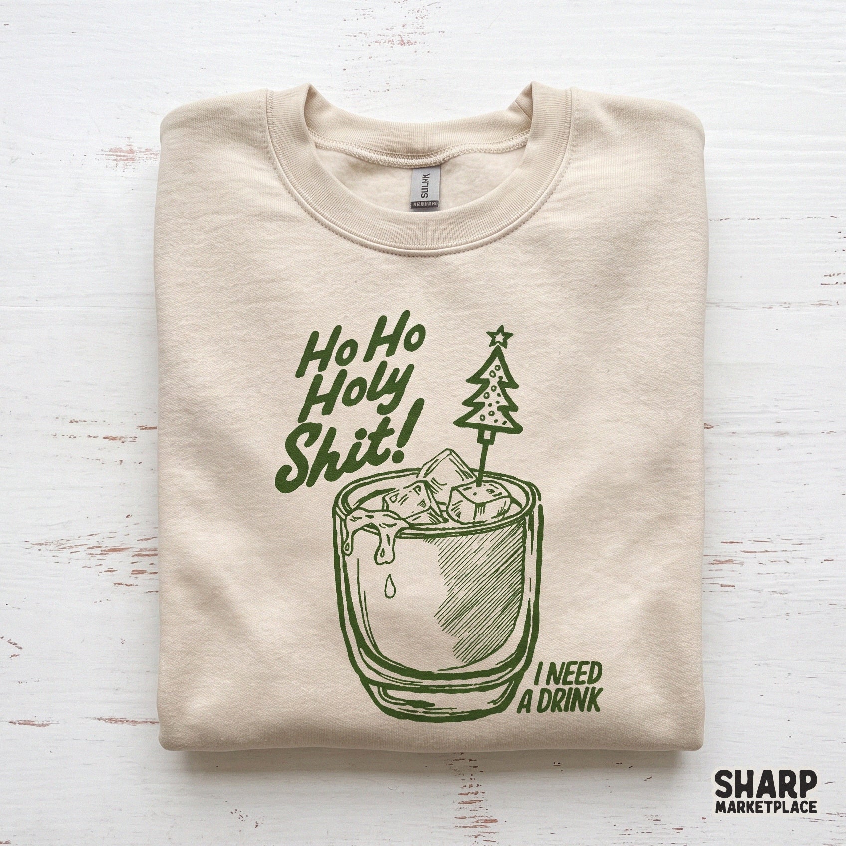 Retro Ho Ho Holy Shit I Need A Drink funny Christmas png for sarcastic holiday shirts and sublimation tumbler designs