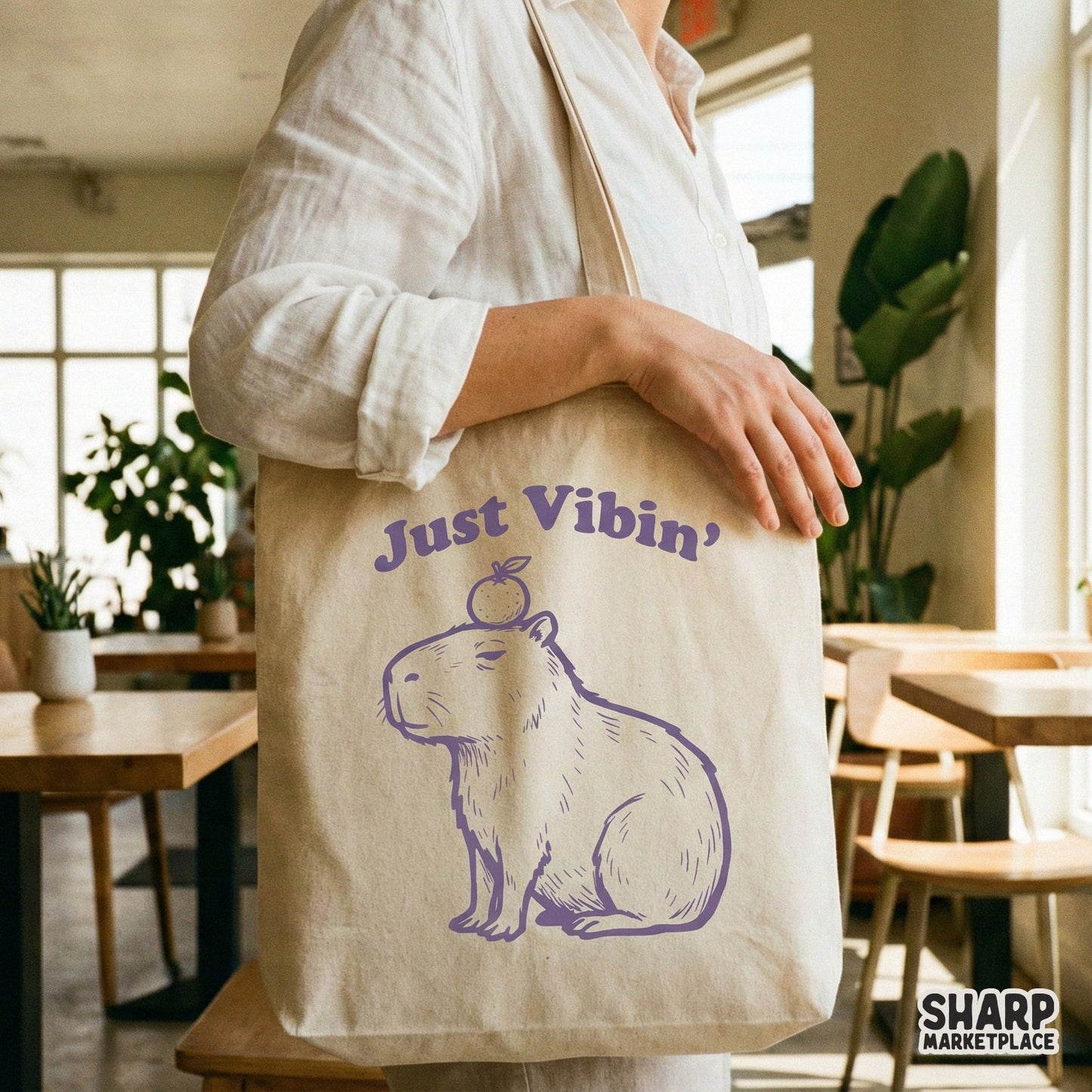 Just Vibin' Capybara PNG, Cute Animal Digital Download - 300 DPI Design