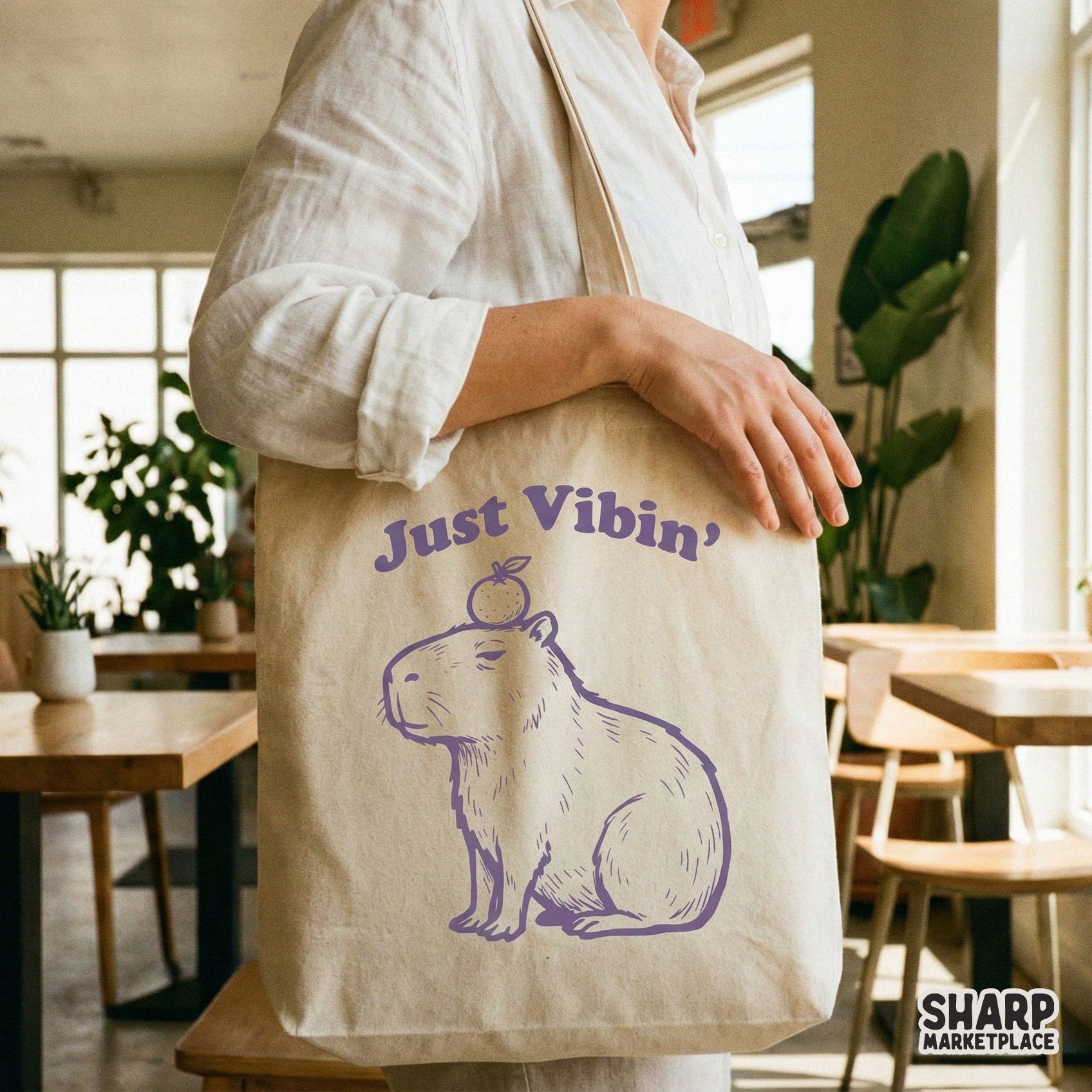Just Vibin' Capybara PNG, Cute Animal Digital Download - 300 DPI Design