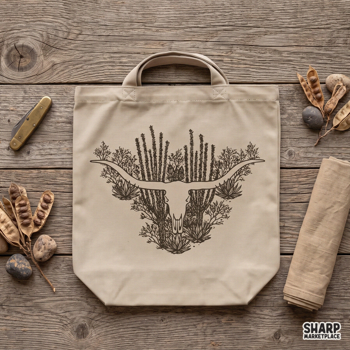 Vintage desert landscape inside a bull skull graphic PNG for retro western cowboy t-shirts and sublimation