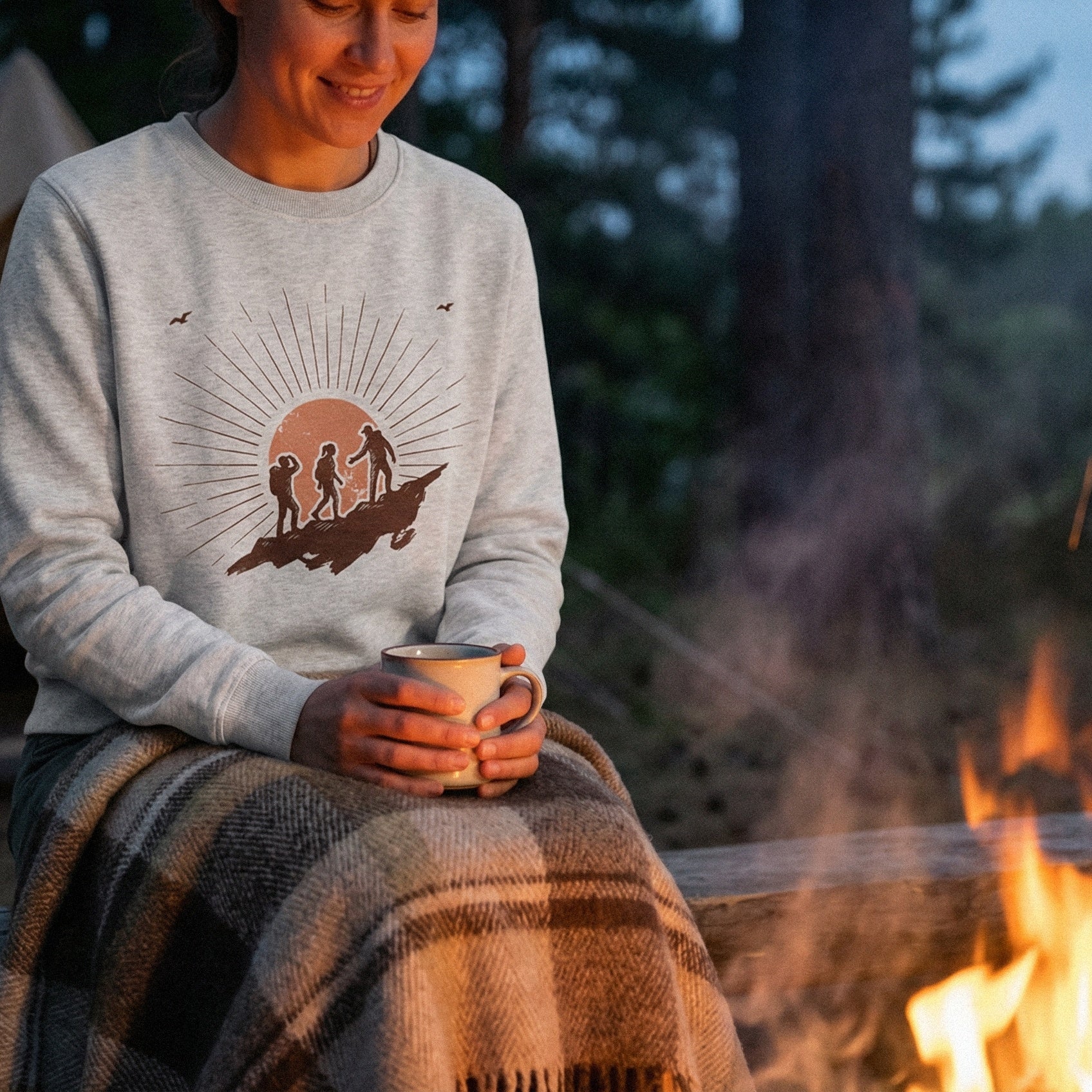 Hiking Adventure PNG, Sunrise Mountain Hikers Clipart - 300 DPI Design