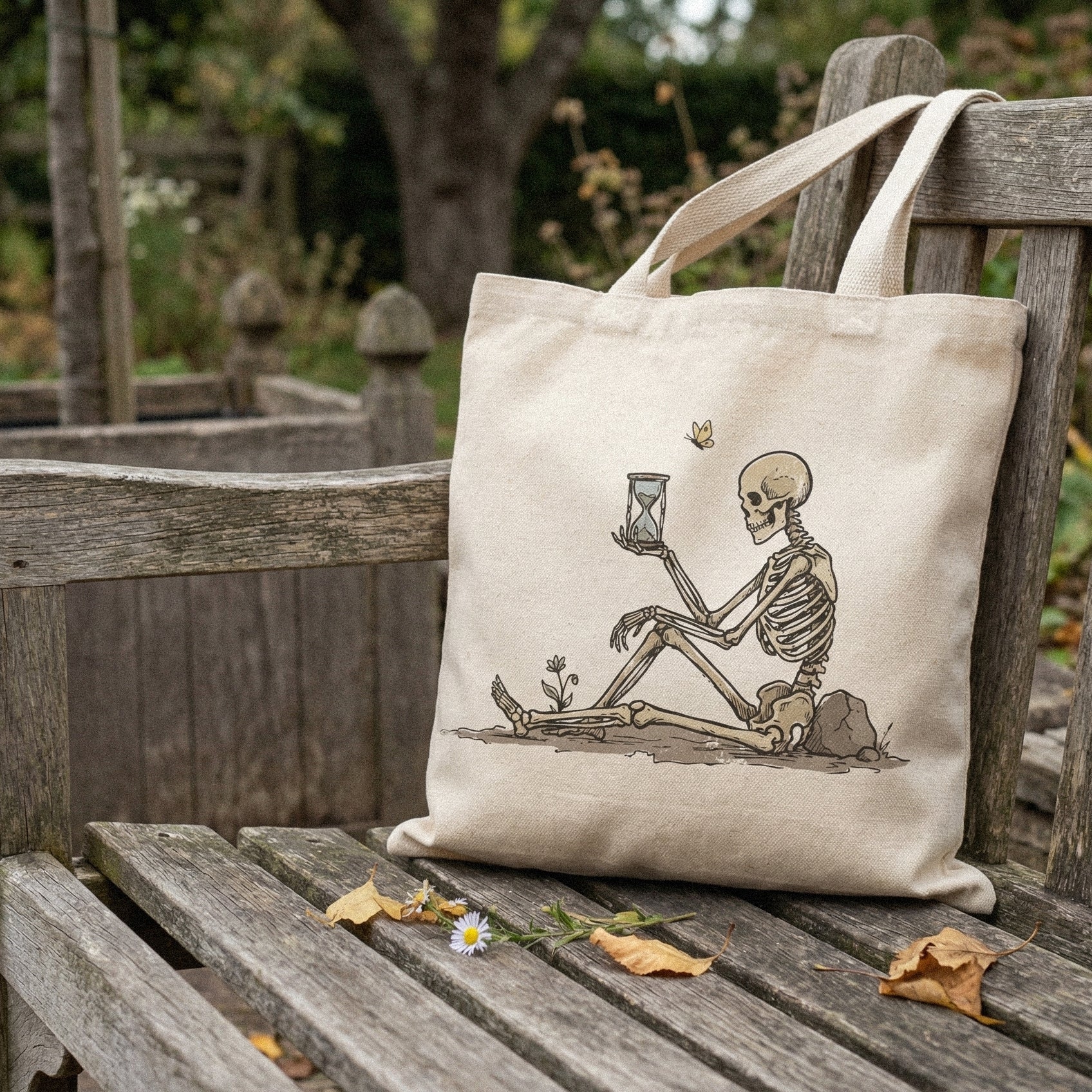 Skeleton With Hourglass PNG, Memento Mori Digital Art - 300 DPI Design