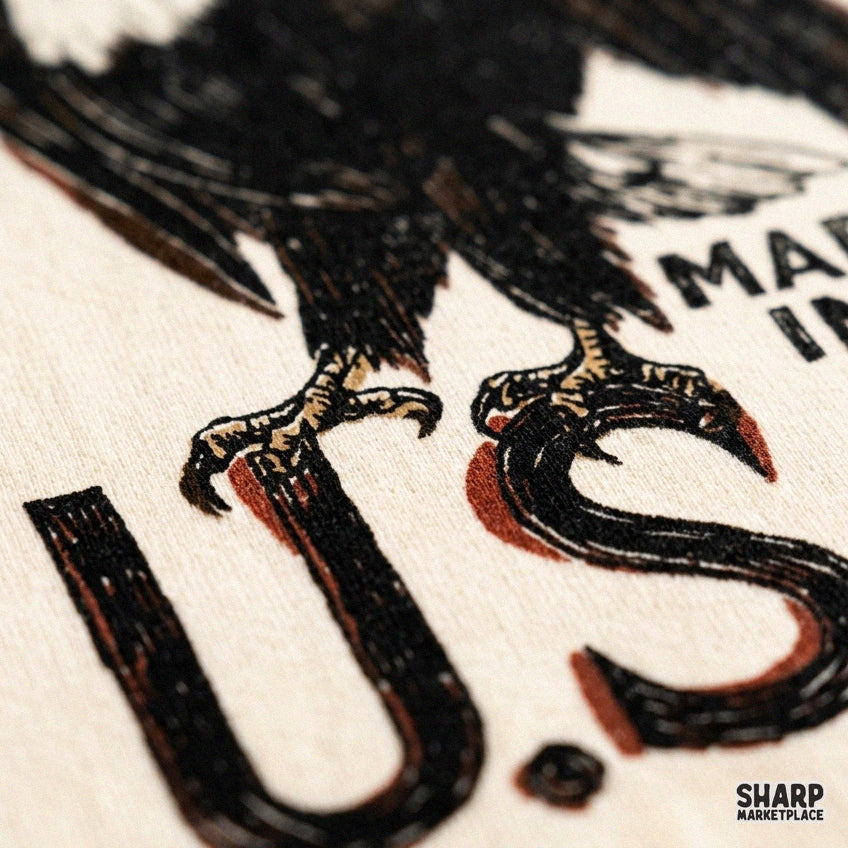 Patriotic bald eagle with American flag vintage western sublimation PNG design for shirts and Memorial Day decor
