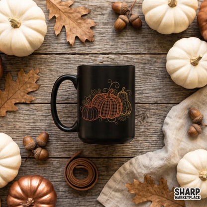 Cozy vintage patterned pumpkins trio art print for autumn and thanksgiving sublimation crafts