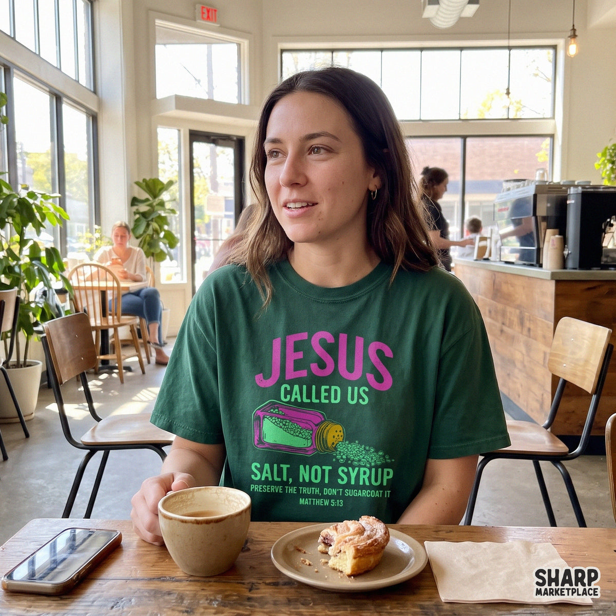 Jesus Called Us Salt Not Syrup Christian PNG graphic design for t-shirts and faith tumblers