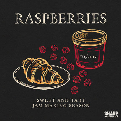 Coquette vintage raspberry fruit jam PNG graphic with a sweet aesthetic for trendy autumn t-shirt designs