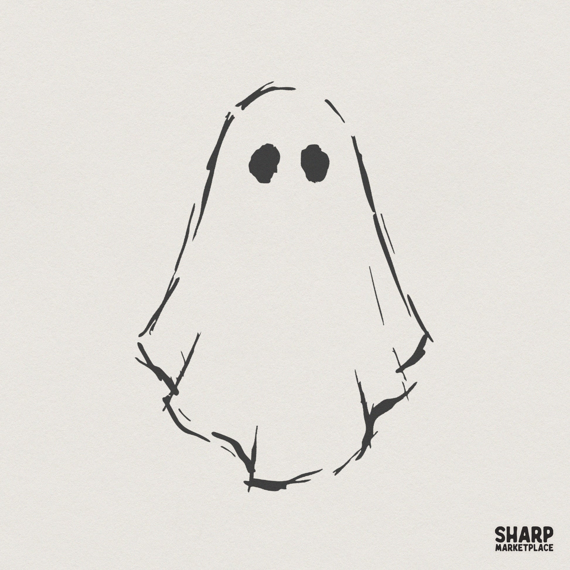 Simple Ghost PNG, Minimalist Halloween Spirit - 300 DPI Design for T-Shirt