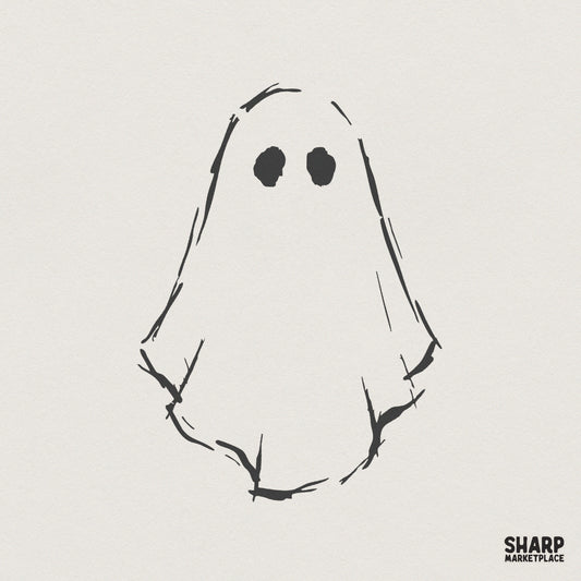 Simple Ghost PNG, Minimalist Halloween Spirit - 300 DPI Design for T-Shirt