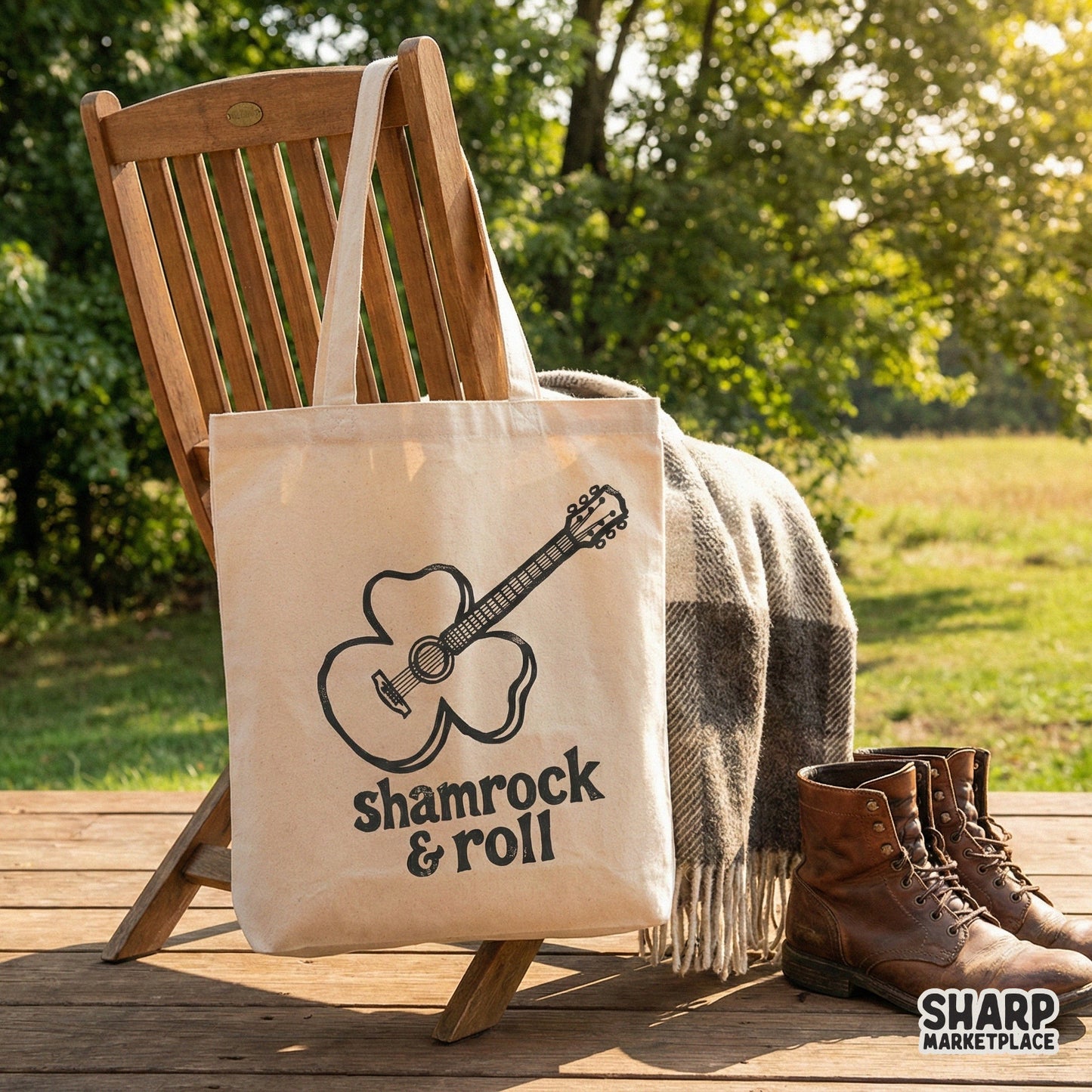 Shamrock & Roll PNG, St Patricks Day Guitar Shirt Design - 300 DPI Design