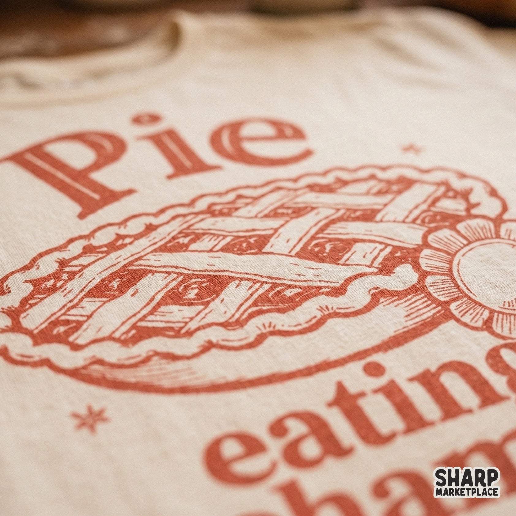 Retro pie eating champion award ribbon design for Thanksgiving shirts and autumn holiday crafts