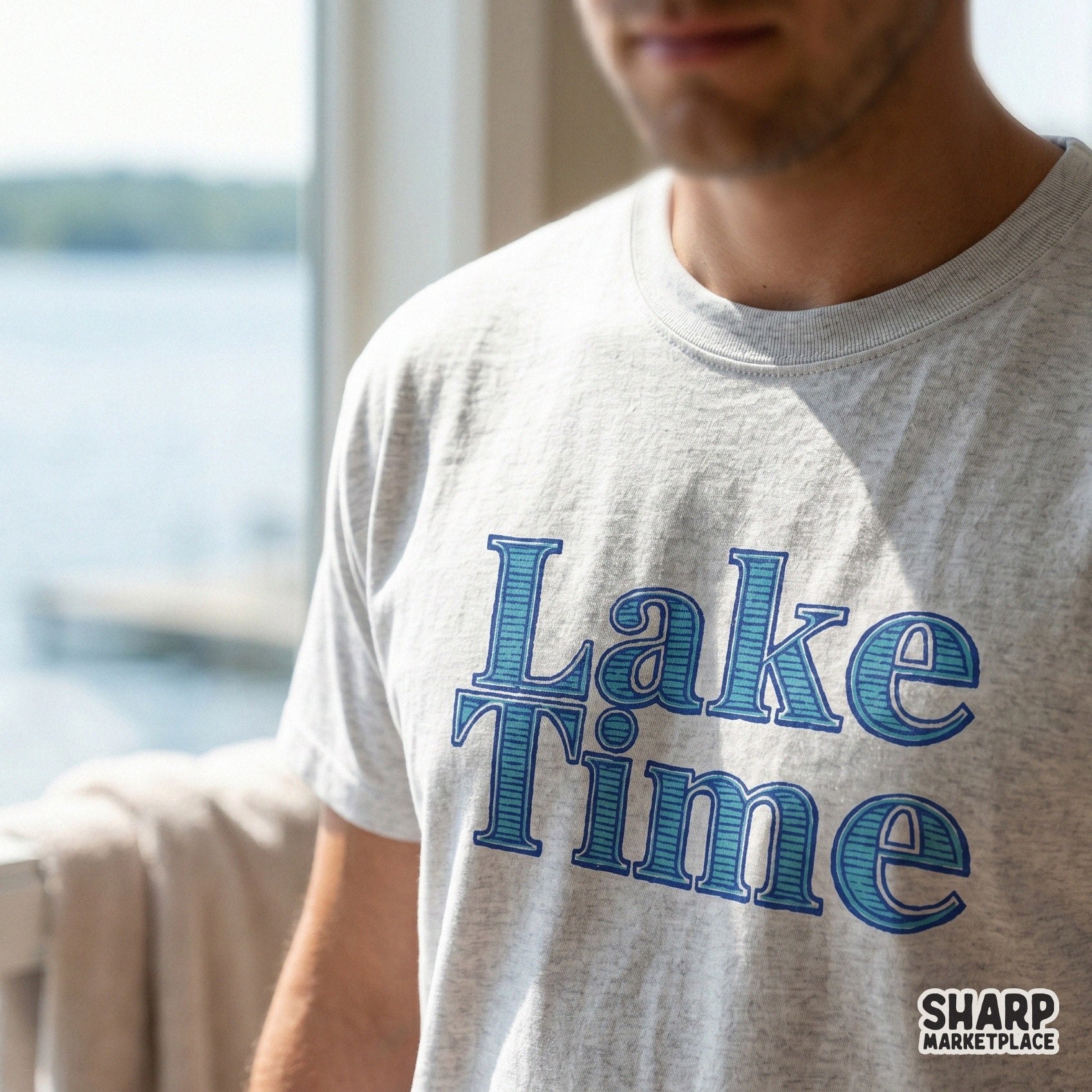 Lake Time retro summer striped letters PNG design for vintage lake life beach cruise apparel and camping sublimation designs