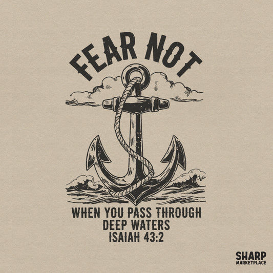 Retro Isaiah 43 2 Christian sublimation design for faith shirts and religious digital crafts