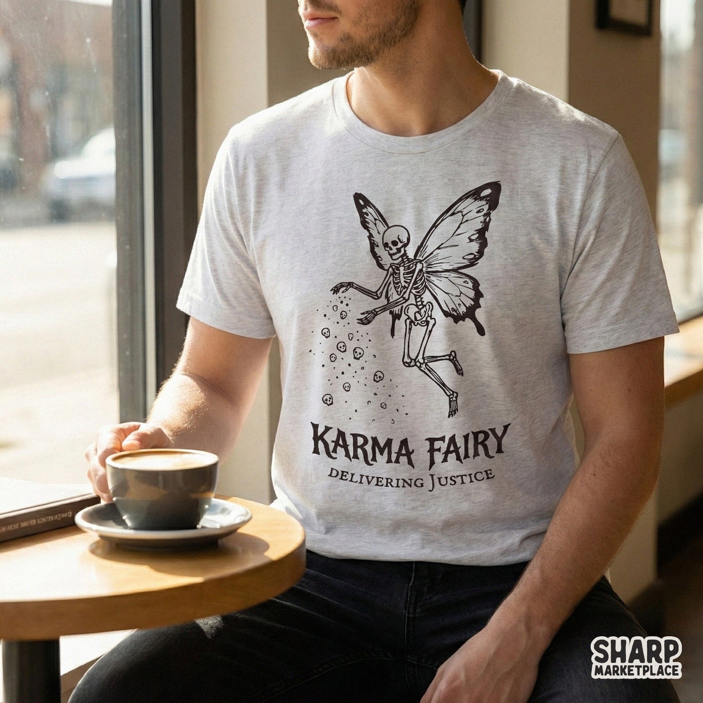 Karma Fairy Delivering Justice PNG, Skeleton Fairy Art - 300 DPI Design