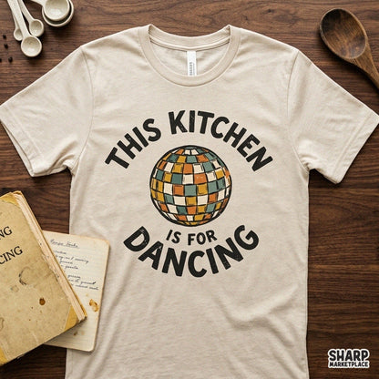 This Kitchen Is For Dancing retro disco ball PNG graphic for groovy Y2K home decor sublimation prints