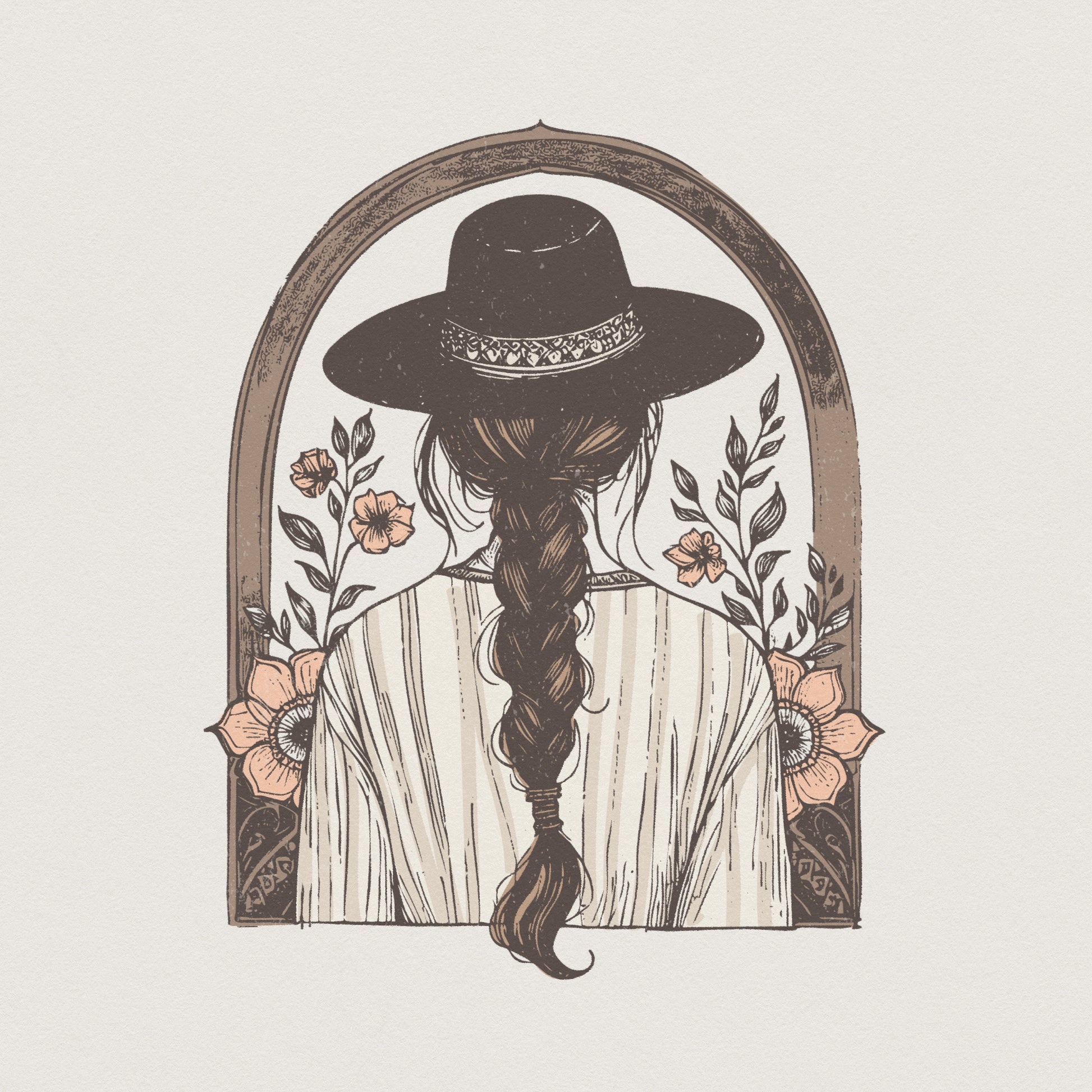 Cowgirl PNG, Western Boho Art - 300 DPI Design for T-Shirt