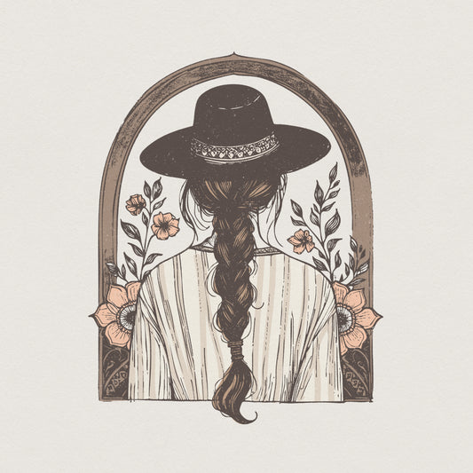 Cowgirl PNG, Western Boho Art - 300 DPI Design for T-Shirt