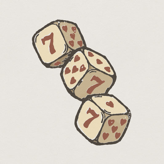 Lucky 7 Dice PNG, Vintage Casino Aesthetic - 300 DPI Design for T-Shirt