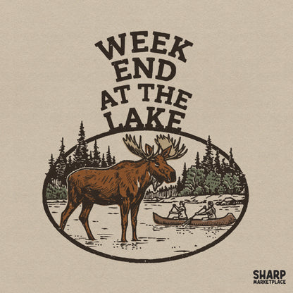 Vintage moose canoe t-shirt graphic design for summer camping and cabin vibe shirt png downloads