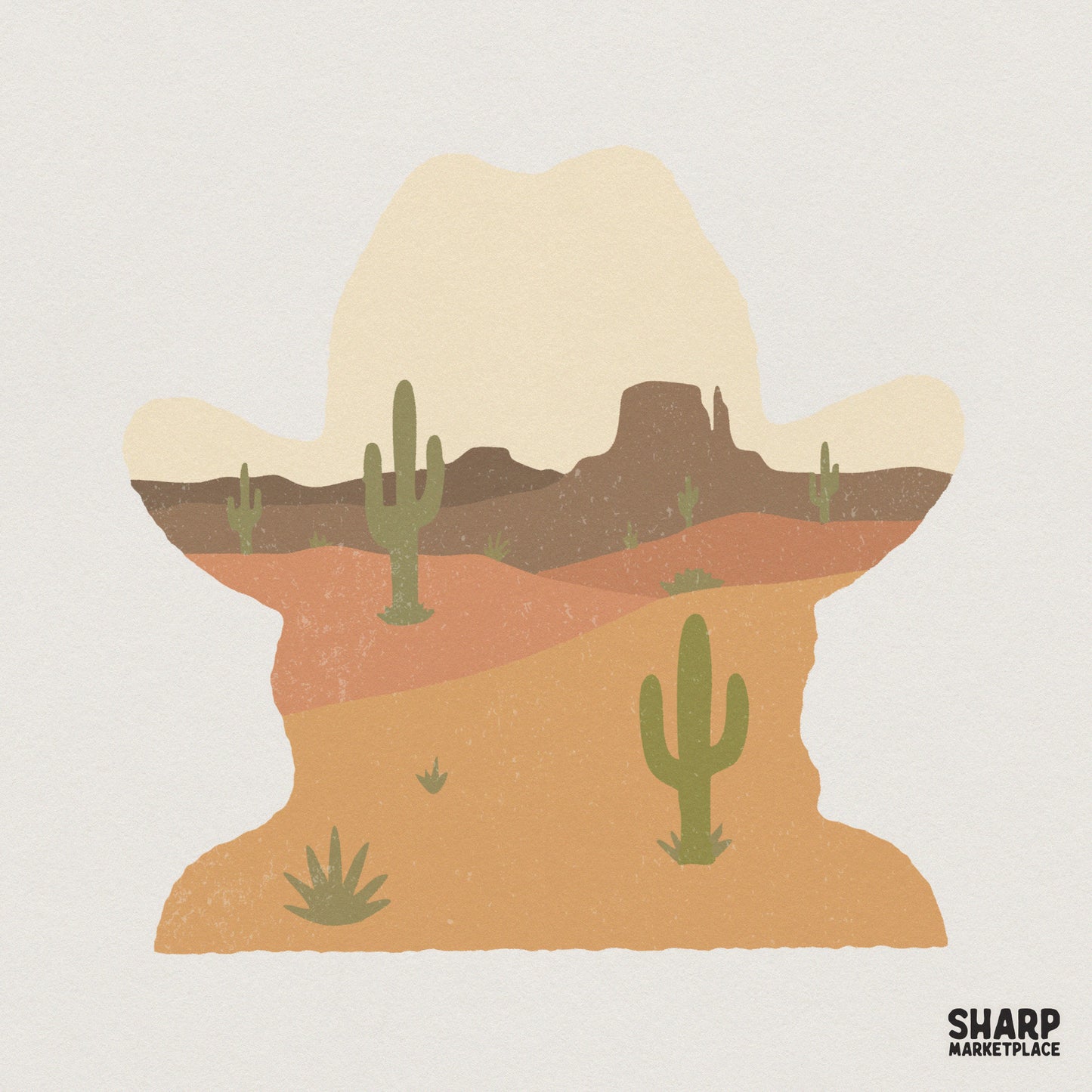 Western Desert PNG, Cowboy Hat Art - 300 DPI Design for T-Shirt