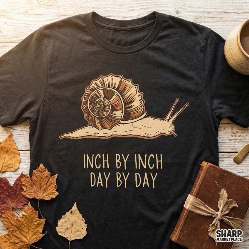 Vintage snail with inspirational slow progress quote, retro animal art PNG for t-shirt sublimation