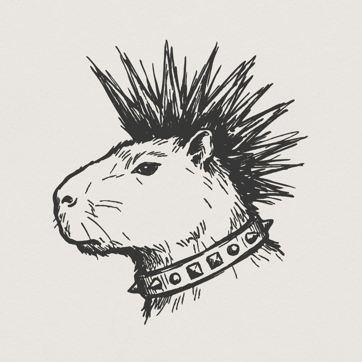 Punk Capybara PNG, Cool Animal Art Digital Download - 300 DPI Design for
