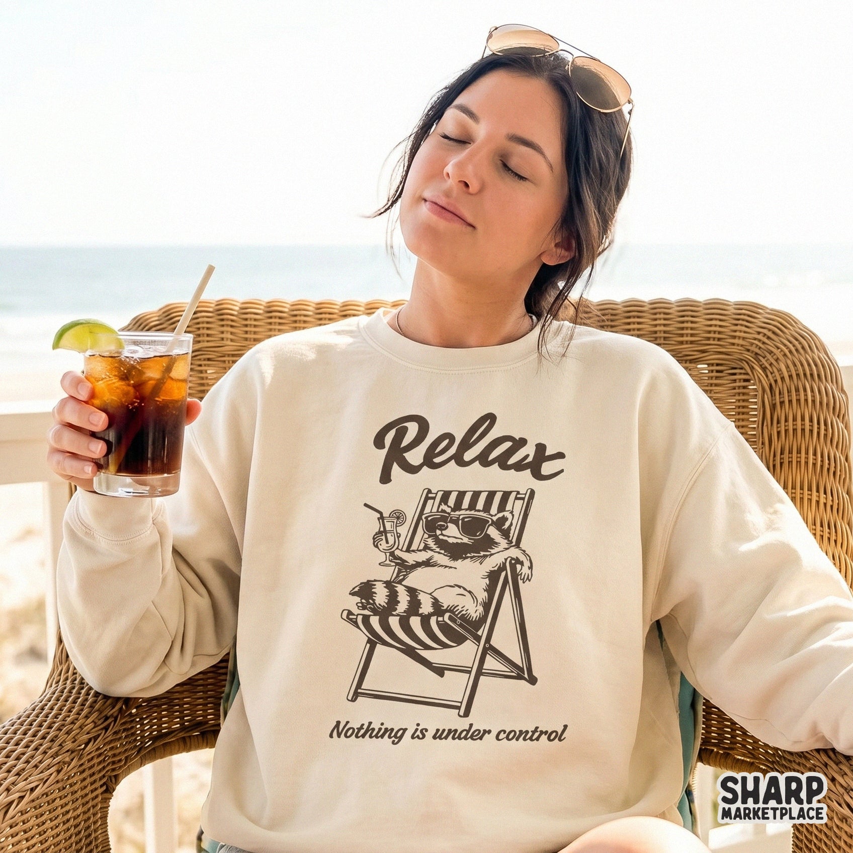 Funny trash panda retro summer png design for a girls trip beach shirt