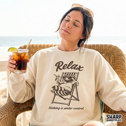 Funny trash panda retro summer png design for a girls trip beach shirt