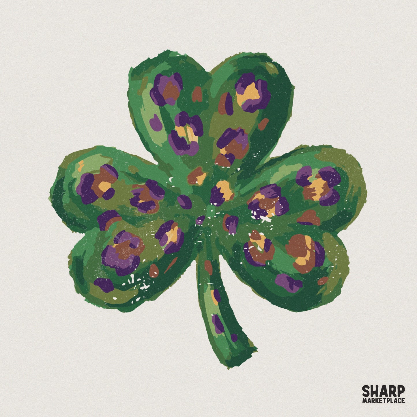 Leopard Shamrock PNG, St Patrick's Day Clover Digital Design - 300 DPI