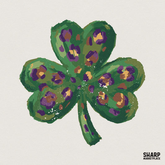 Leopard Shamrock PNG, St Patrick's Day Clover Digital Design - 300 DPI