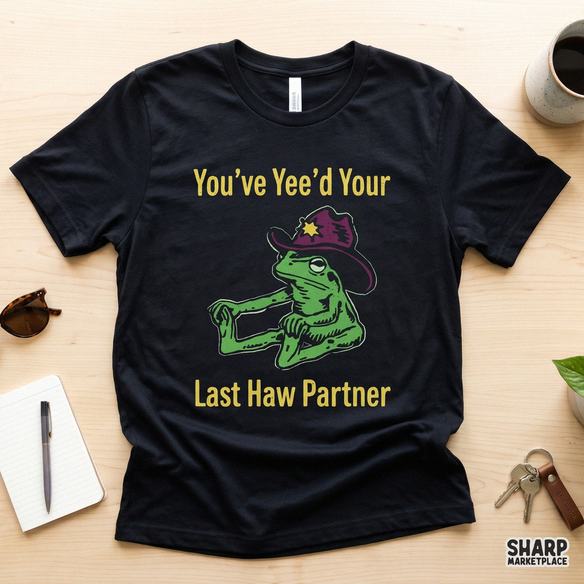 Funny stretching frog cowboy in western rodeo style for t-shirt sublimation png designs
