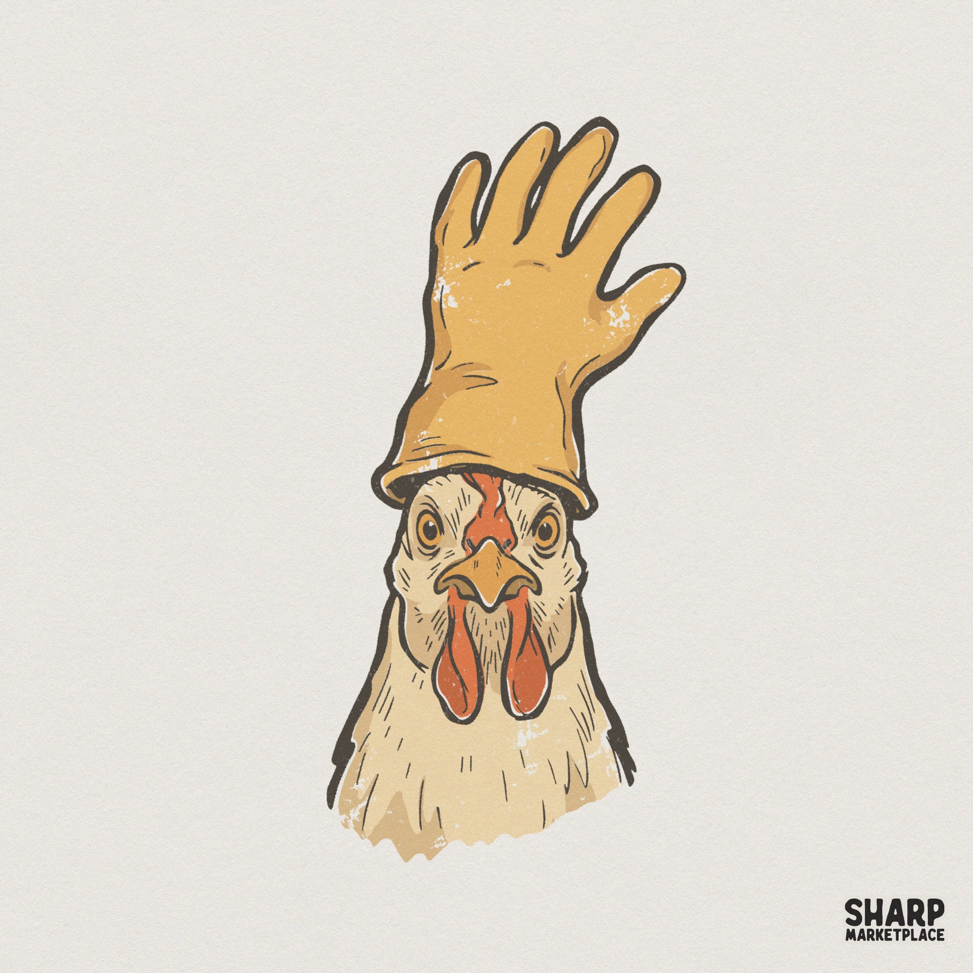Funny Chicken With Glove Hat PNG, Farm Animal Humor - 300 DPI Design for
