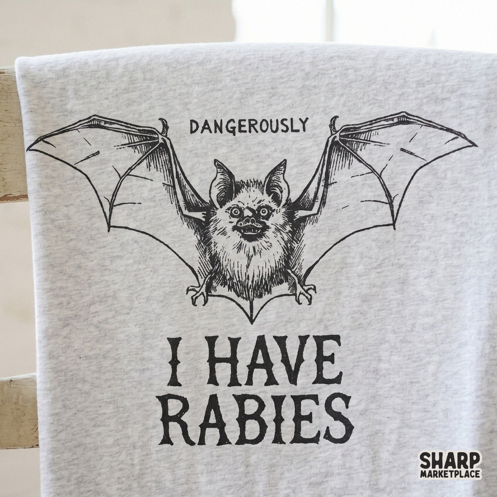 Dangerously I Have Rabies funny feral bat PNG for sarcastic unhinged meme shirts and spooky season Halloween apparel
