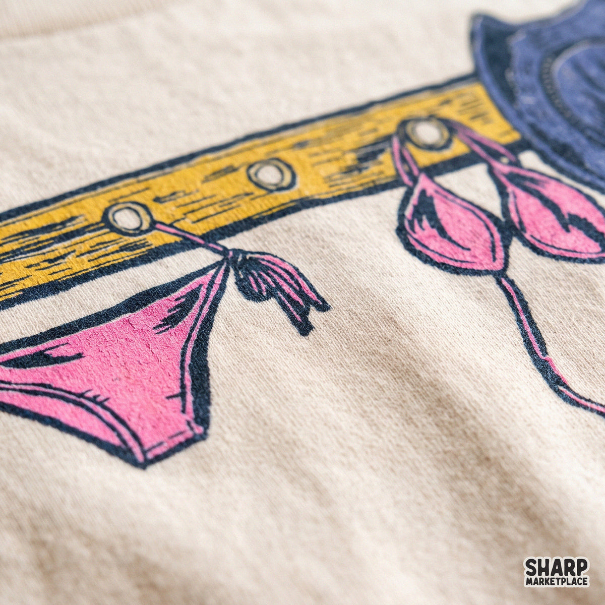 Vintage coastal cowgirl bikini on wall rack summer PNG design for retro western beach shirts and sublimation tees