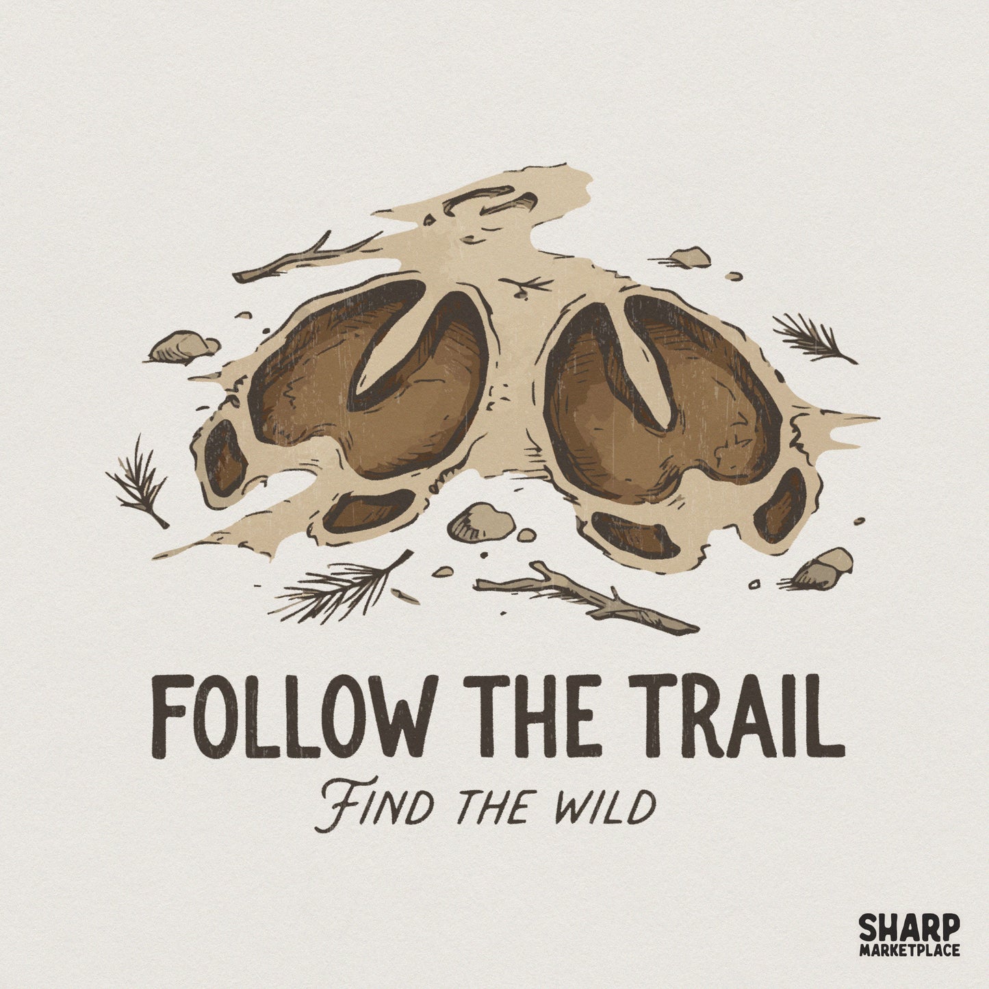 Follow The Trail PNG, Adventure Wildlife Track Digital Design - 300 DPI
